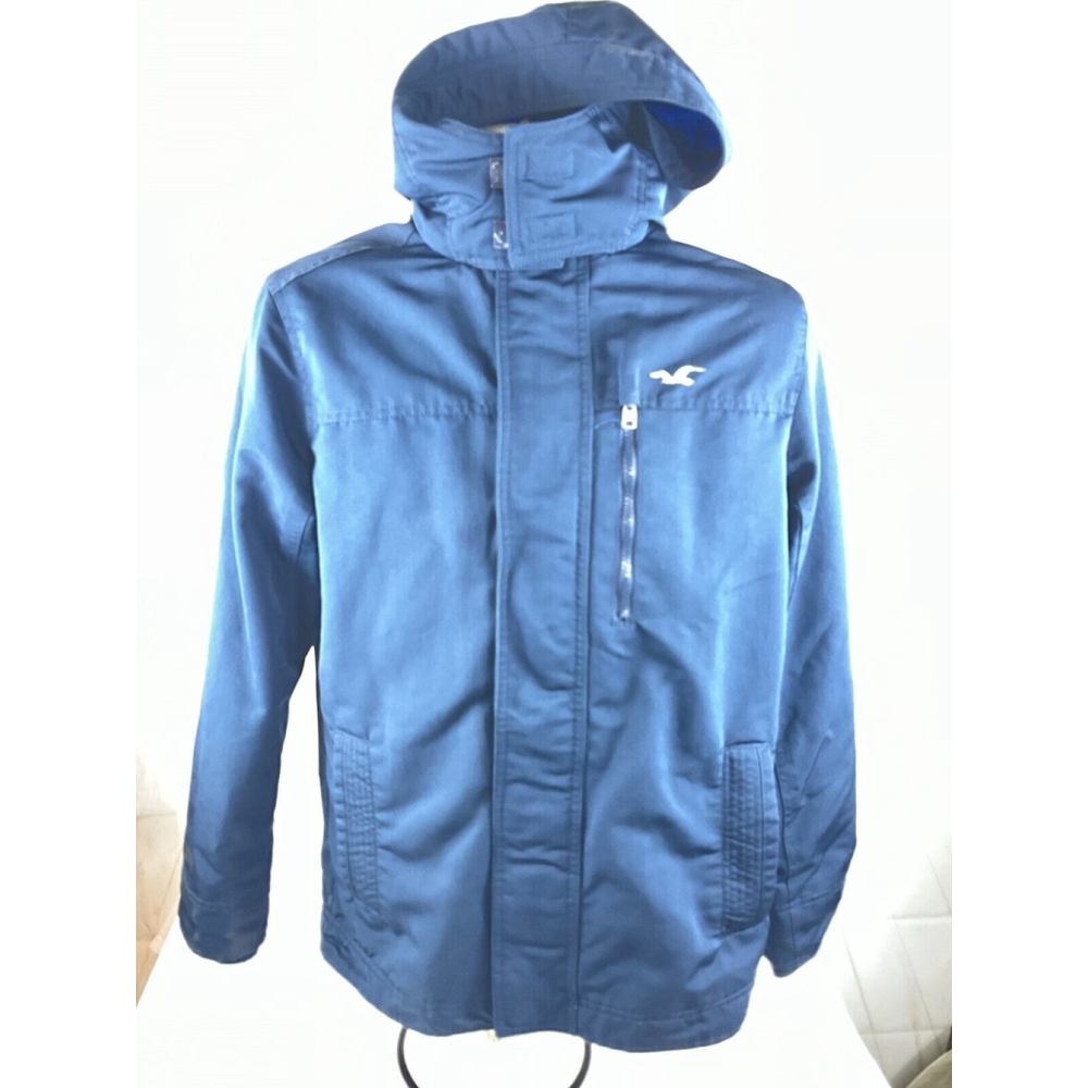 Women's Hollister Fleece-Lined All-Weather Jacket Size Small Dark Blue Hooded - Picture 1 of 5